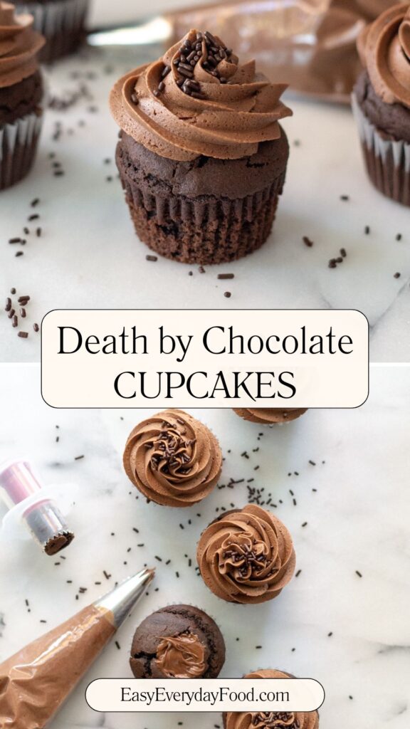 Death by Chocolate Cupcakes Pinterest pin.