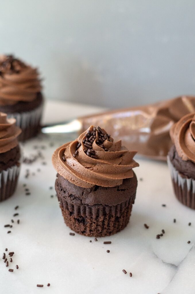 Death by Chocolate Cupcake close up.