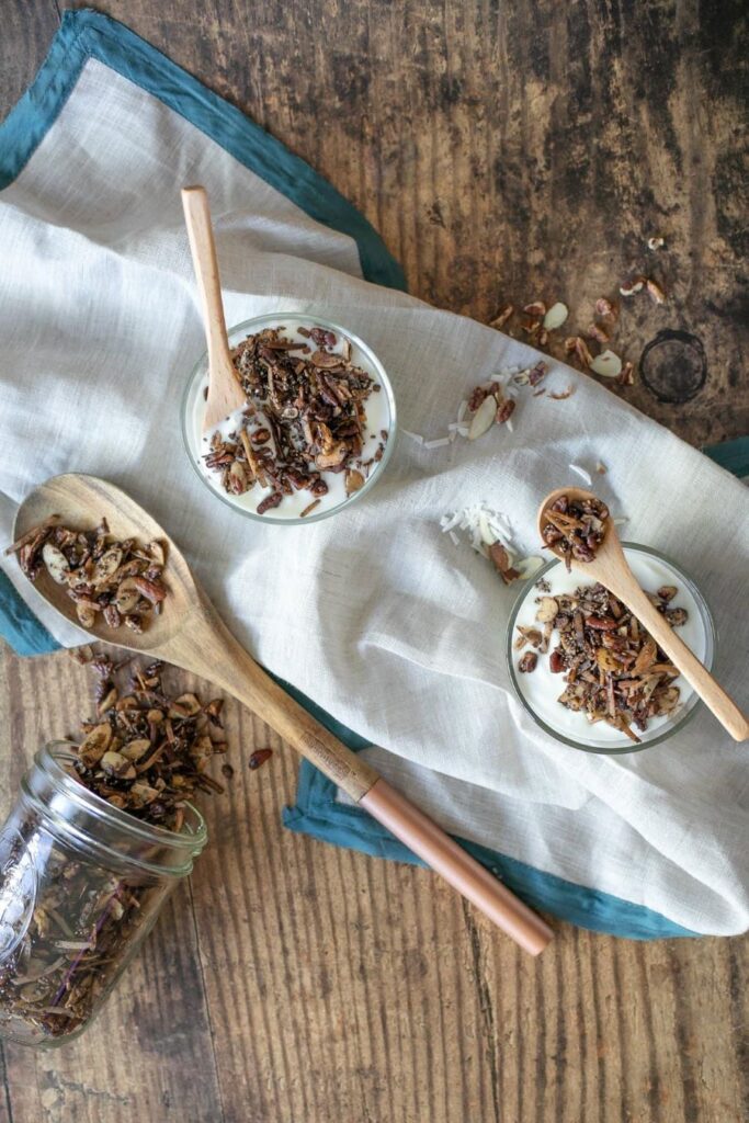 Grain-Free Granola on spoons.