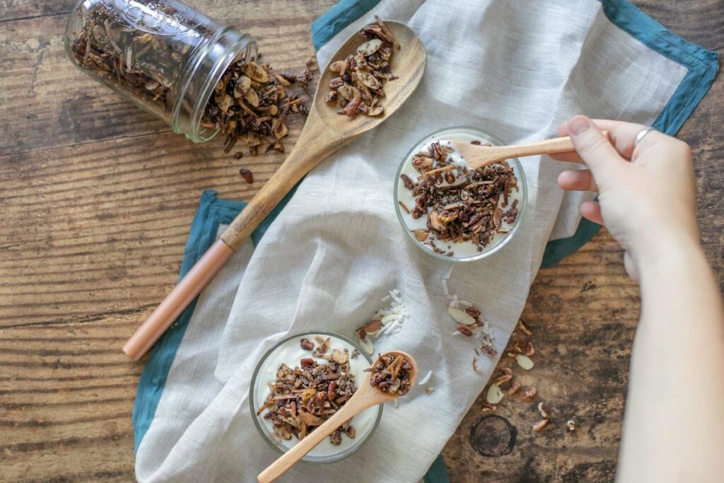 Grain-Free Granola on spoons.