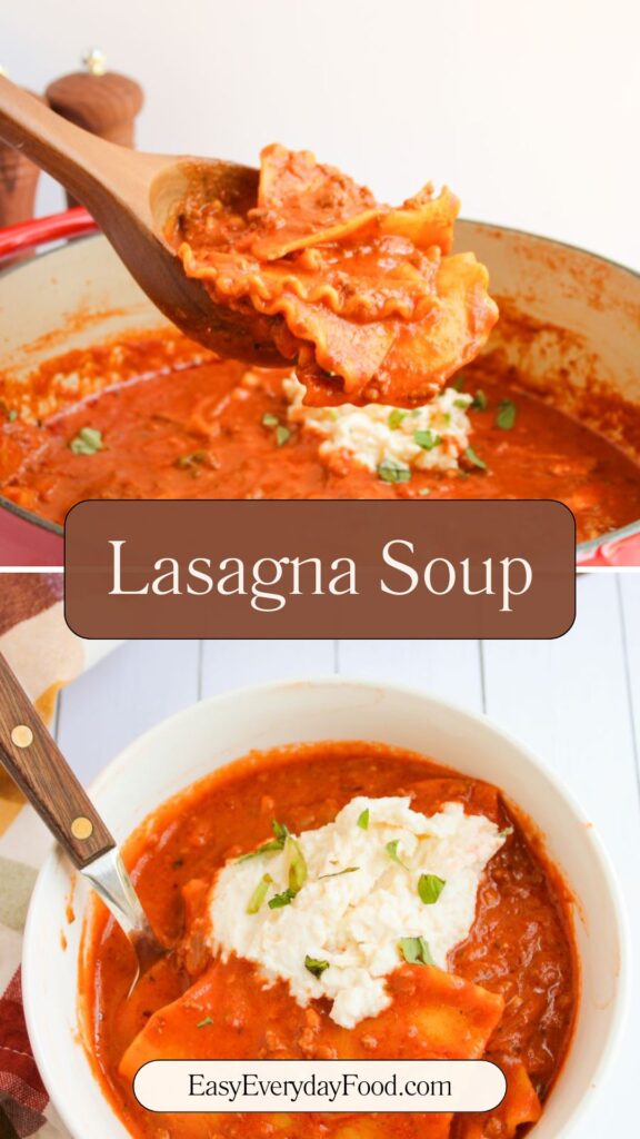 Lasagna Soup Pinterest pin.