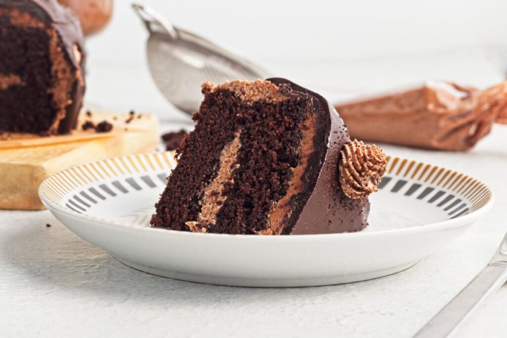 A slice Mini Mocha Chocolate Cake.