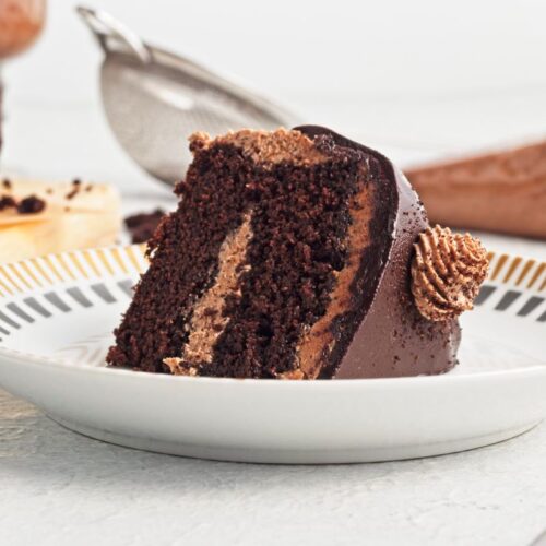 A slice Mini Mocha Chocolate Cake.