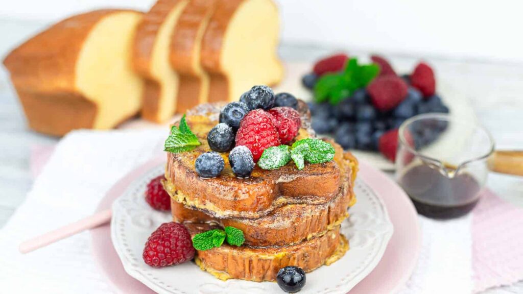 Low Carb French Toast slices layered on top of each other.