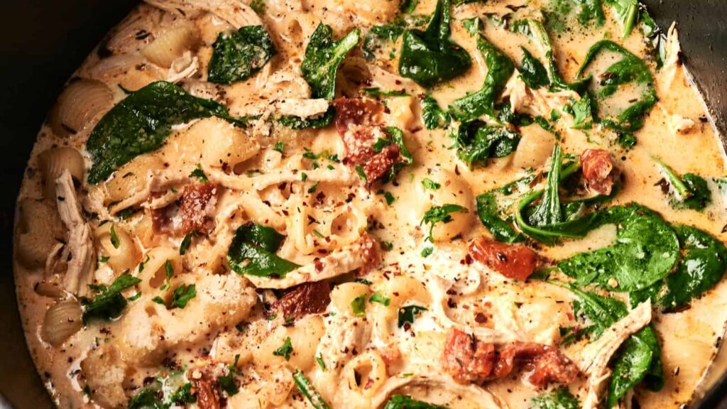 Close-up of creamy Marry Me Chicken Soup.