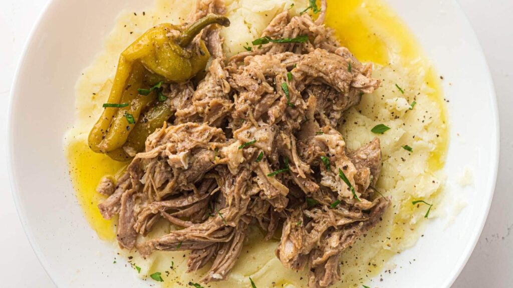 A bowl of mississippi pot roast.