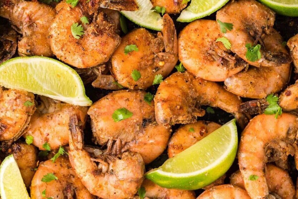 Seasoned shrimp with cilantro and lime, a sweet and spicy jerk-flavored dish you can make at home.