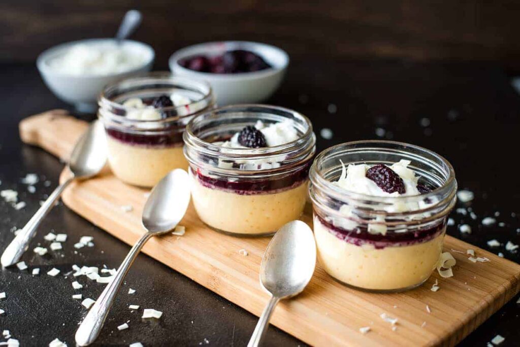 Blackberry White Chocolate Pots de Creme