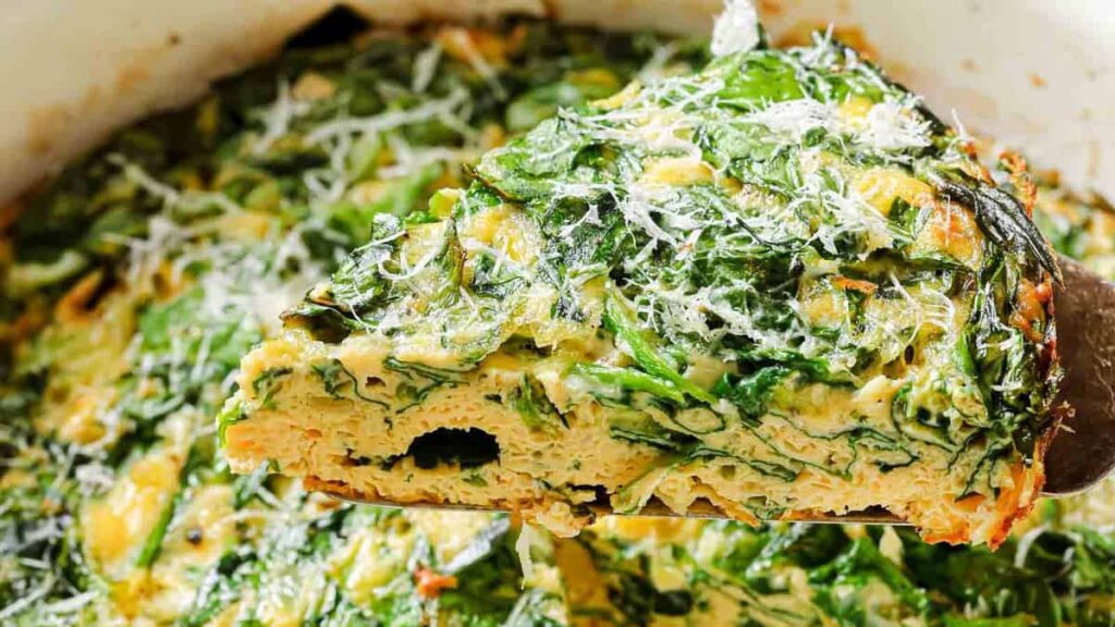 Spinach Frittata being served.