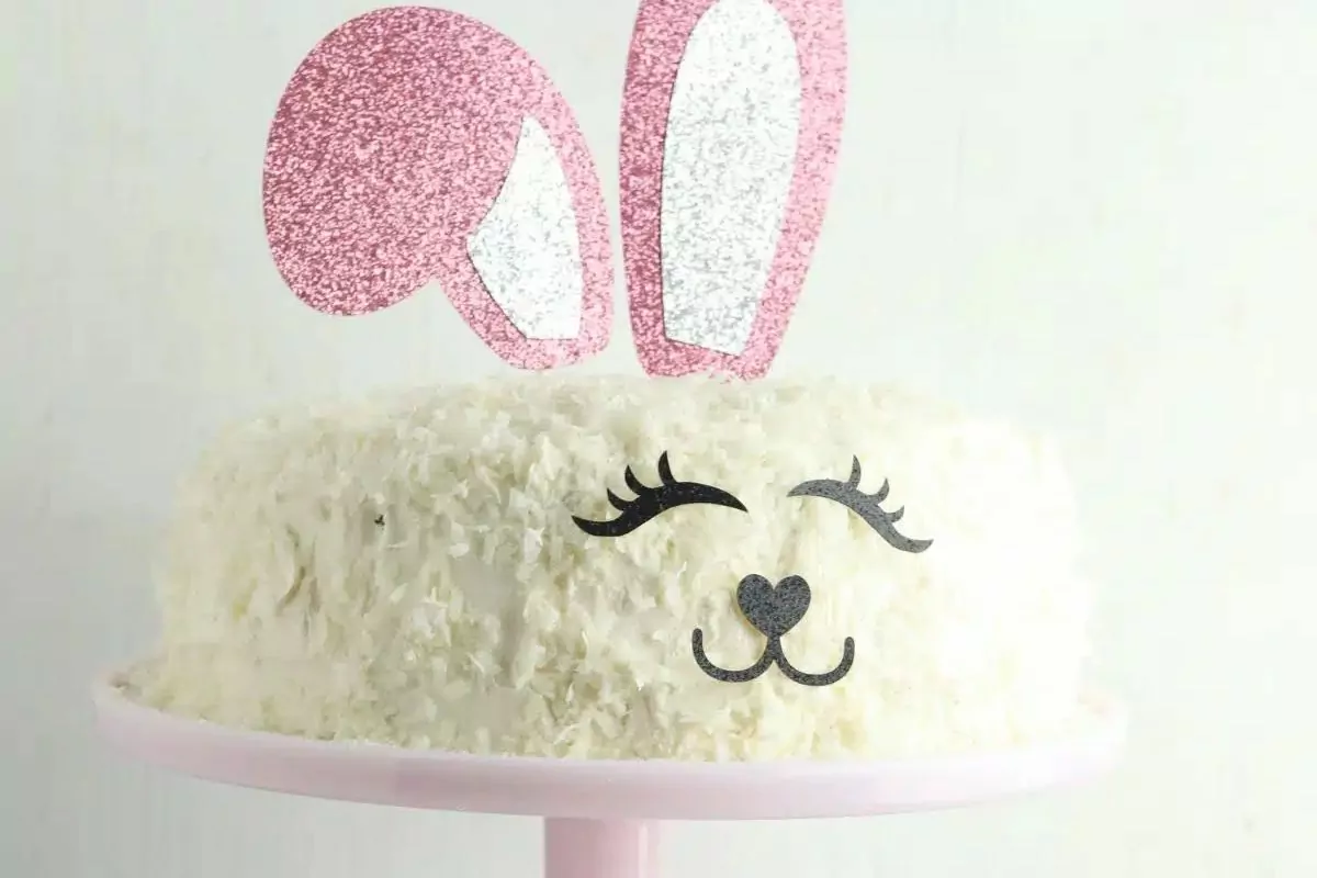 Easter bunny cake with ears and frosting