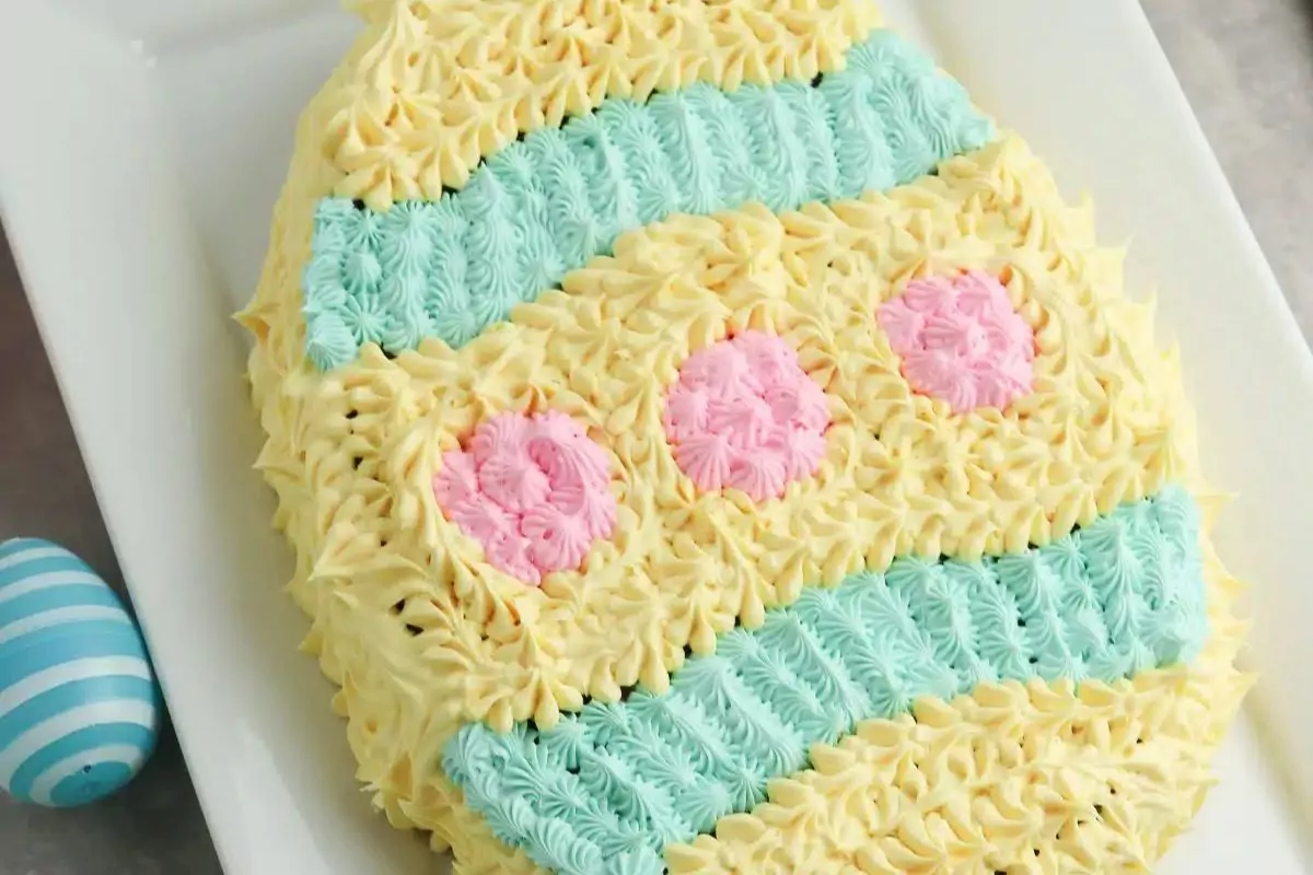 Easter egg cake decorated with frosting
