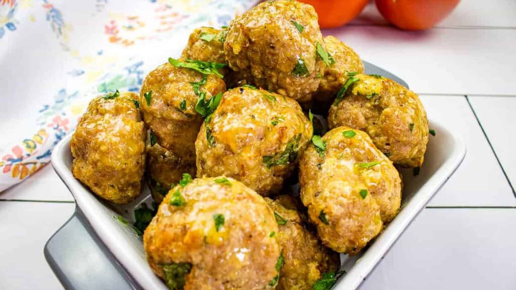 Air Fryer Turkey Meatballs in a bowl.
